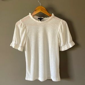 J. Crew Puff Sleeve Pointelle Top Size Small
